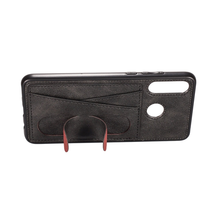 For Huawei Nova 4 Shockproof PC + PU Protective Case with Spring Holder & Card Slot