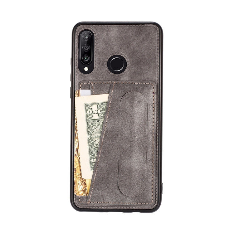 For Huawei Nova 4 Shockproof PC + PU Protective Case with Spring Holder & Card Slot
