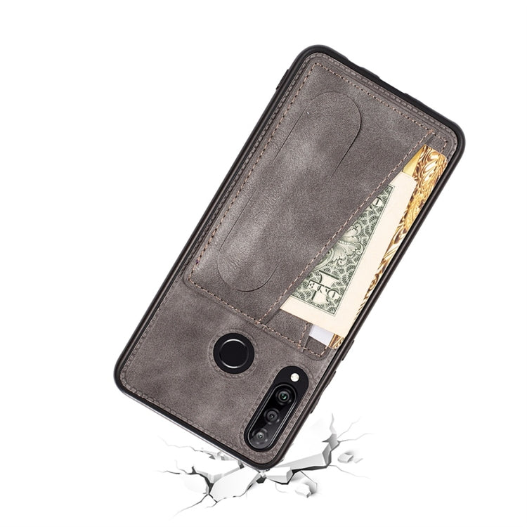 For Huawei Nova 4 Shockproof PC + PU Protective Case with Spring Holder & Card Slot