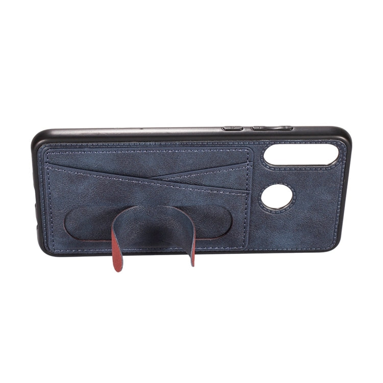 For Huawei Nova 4 Shockproof PC + PU Protective Case with Spring Holder & Card Slot