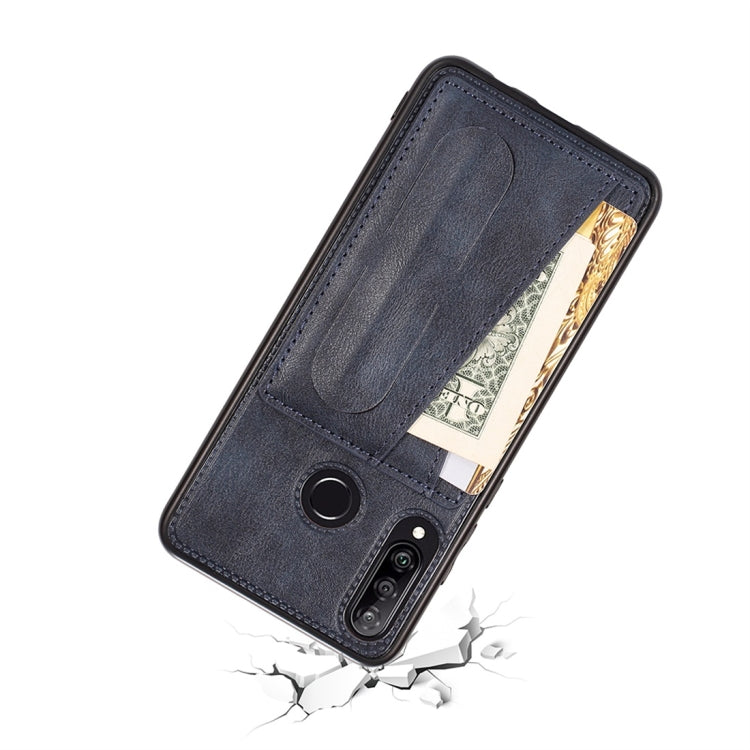 For Huawei Nova 4 Shockproof PC + PU Protective Case with Spring Holder & Card Slot