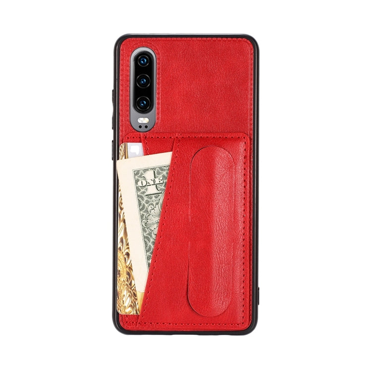 For Huawei P30 Shockproof PC + PU Protective Case with Spring Holder & Card Slot