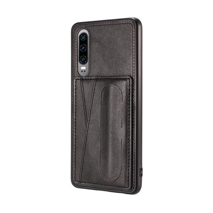 For Huawei P30 Shockproof PC + PU Protective Case with Spring Holder & Card Slot