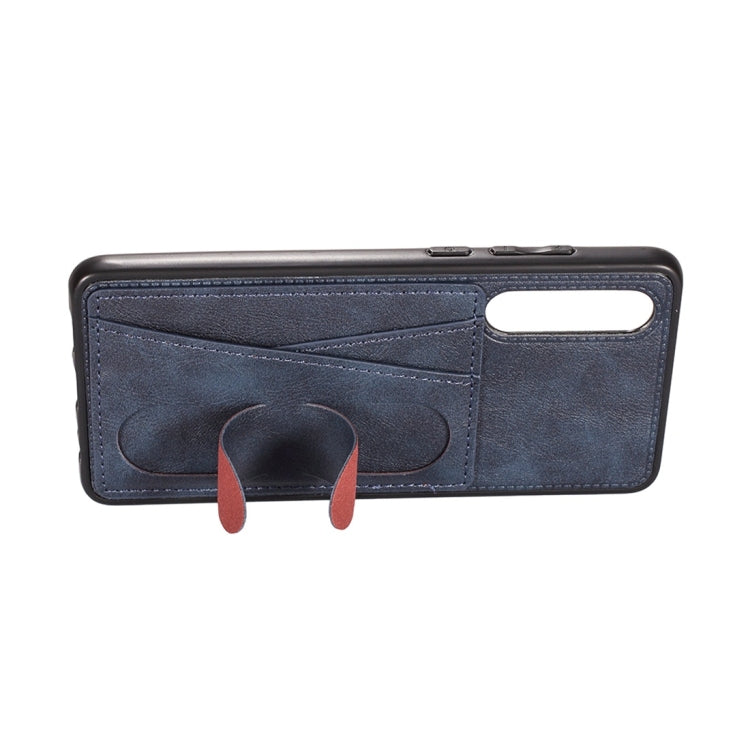 For Huawei P30 Shockproof PC + PU Protective Case with Spring Holder & Card Slot