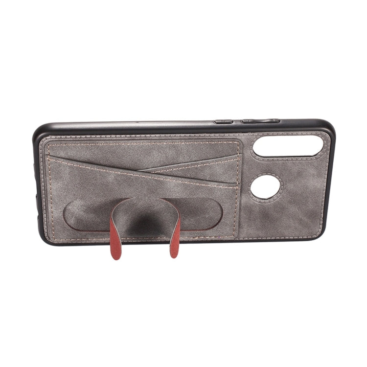For Huawei P30 Lite Shockproof PC + PU Protective Case with Spring Holder & Card Slot