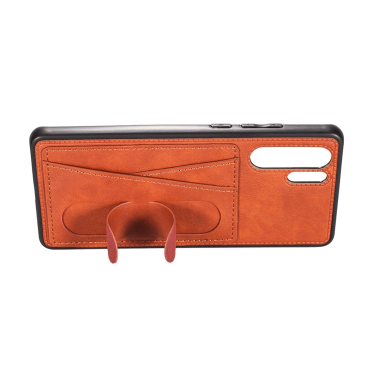 For Huawei P30 Pro Shockproof PC + PU Protective Case with Spring Holder & Card Slot