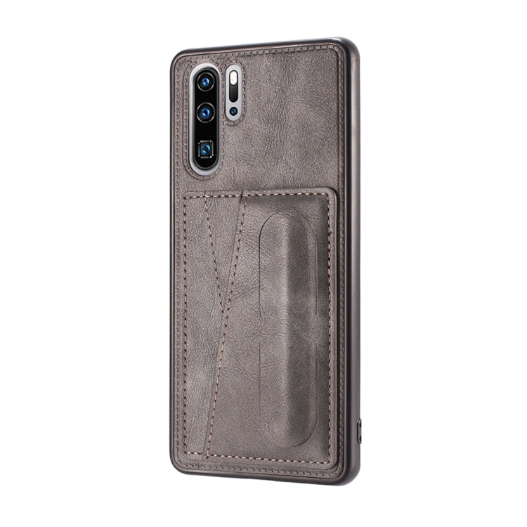 For Huawei P30 Pro Shockproof PC + PU Protective Case with Spring Holder & Card Slot