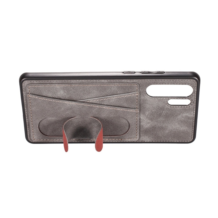 For Huawei P30 Pro Shockproof PC + PU Protective Case with Spring Holder & Card Slot
