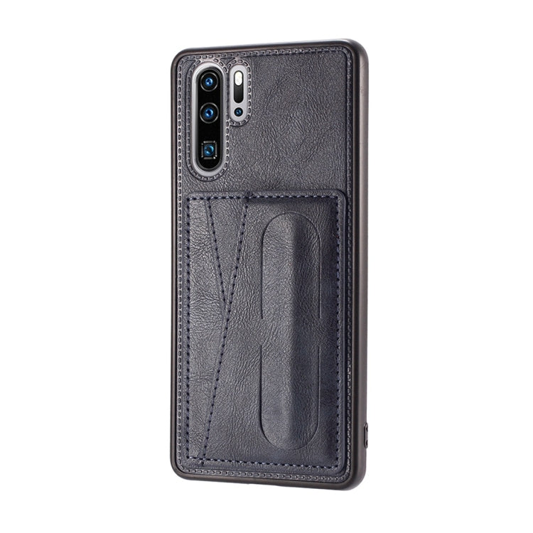 For Huawei P30 Pro Shockproof PC + PU Protective Case with Spring Holder & Card Slot