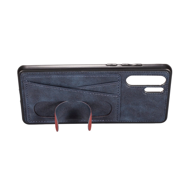 For Huawei P30 Pro Shockproof PC + PU Protective Case with Spring Holder & Card Slot