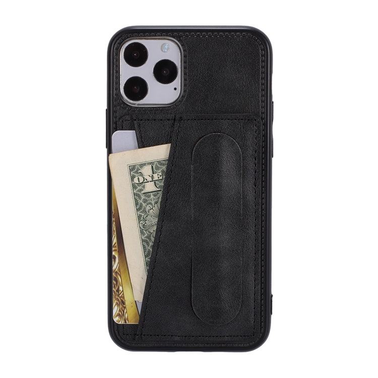 For iPhone 11 Shockproof PC + PU Protective Case with Spring Holder & Card Slot