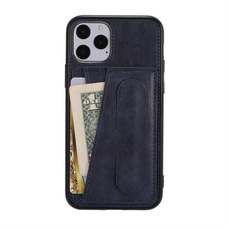 For iPhone 11 Shockproof PC + PU Protective Case with Spring Holder & Card Slot