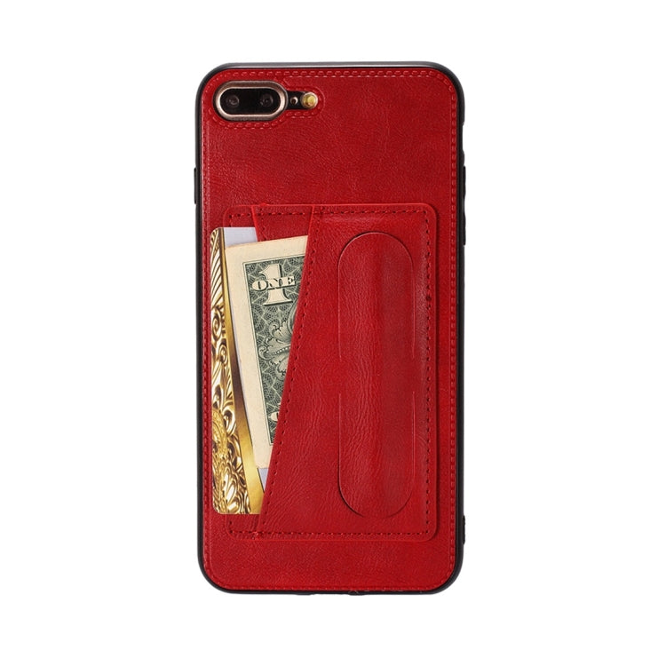 For iPhone 6 / 6s Shockproof PC + PU Protective Case with Spring Holder & Card Slot