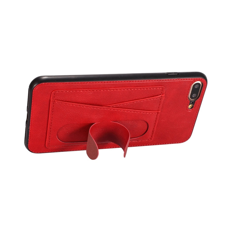 For iPhone 6 / 6s Shockproof PC + PU Protective Case with Spring Holder & Card Slot