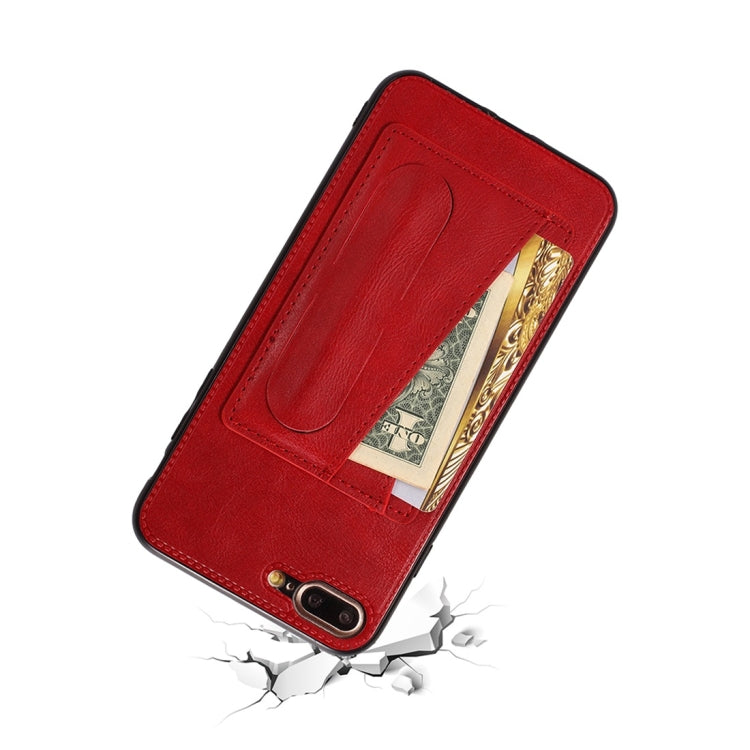 For iPhone 6 / 6s Shockproof PC + PU Protective Case with Spring Holder & Card Slot