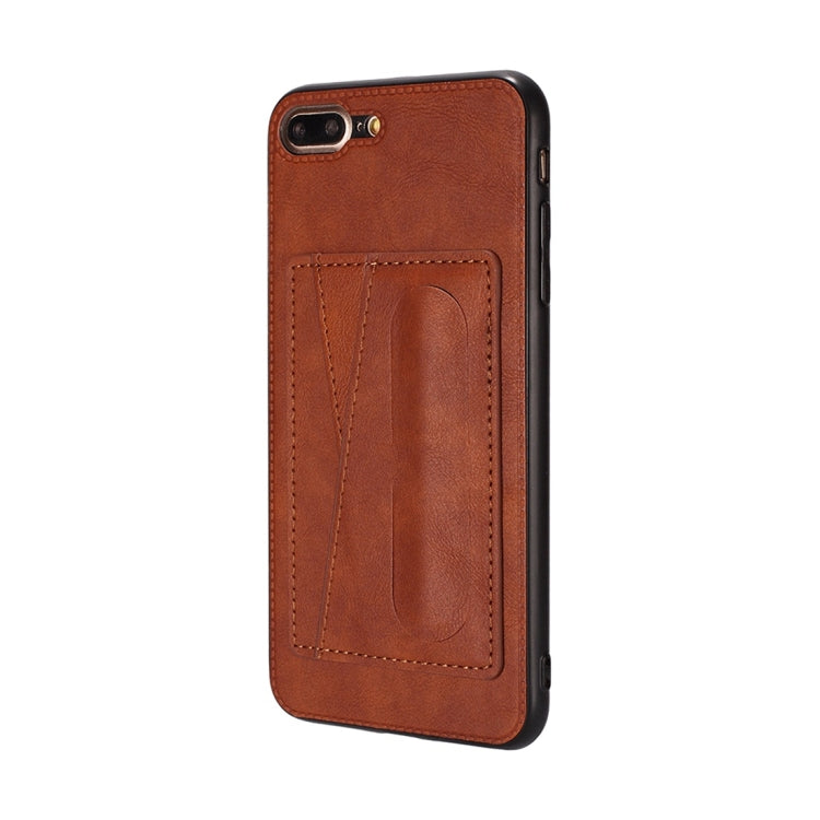 For iPhone 6 / 6s Shockproof PC + PU Protective Case with Spring Holder & Card Slot