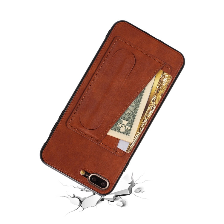 For iPhone 6 / 6s Shockproof PC + PU Protective Case with Spring Holder & Card Slot