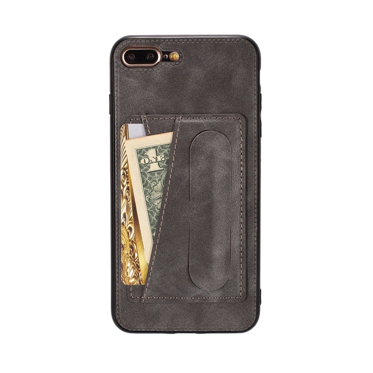 For iPhone 6 / 6s Shockproof PC + PU Protective Case with Spring Holder & Card Slot