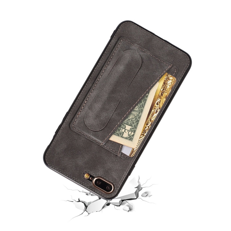 For iPhone 6 / 6s Shockproof PC + PU Protective Case with Spring Holder & Card Slot