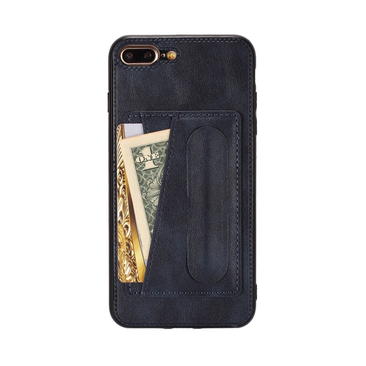 For iPhone 6 / 6s Shockproof PC + PU Protective Case with Spring Holder & Card Slot
