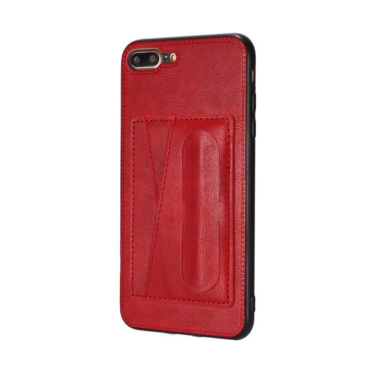 For iPhone 7 / 8 Shockproof PC + PU Protective Case with Spring Holder & Card Slot