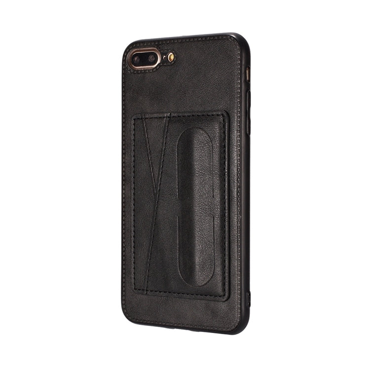 For iPhone 7 / 8 Shockproof PC + PU Protective Case with Spring Holder & Card Slot