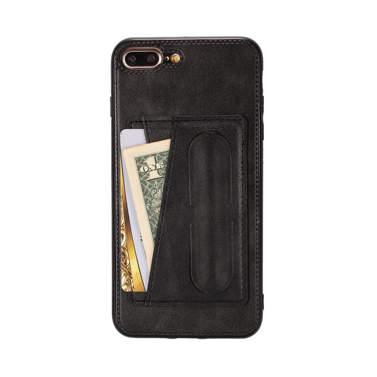 For iPhone 7 / 8 Shockproof PC + PU Protective Case with Spring Holder & Card Slot
