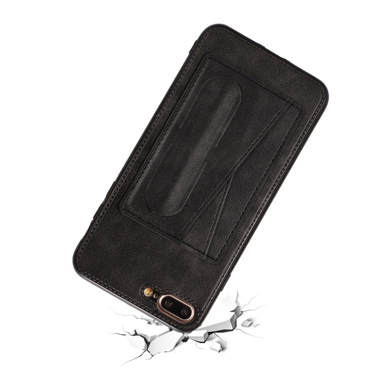 For iPhone 7 / 8 Shockproof PC + PU Protective Case with Spring Holder & Card Slot