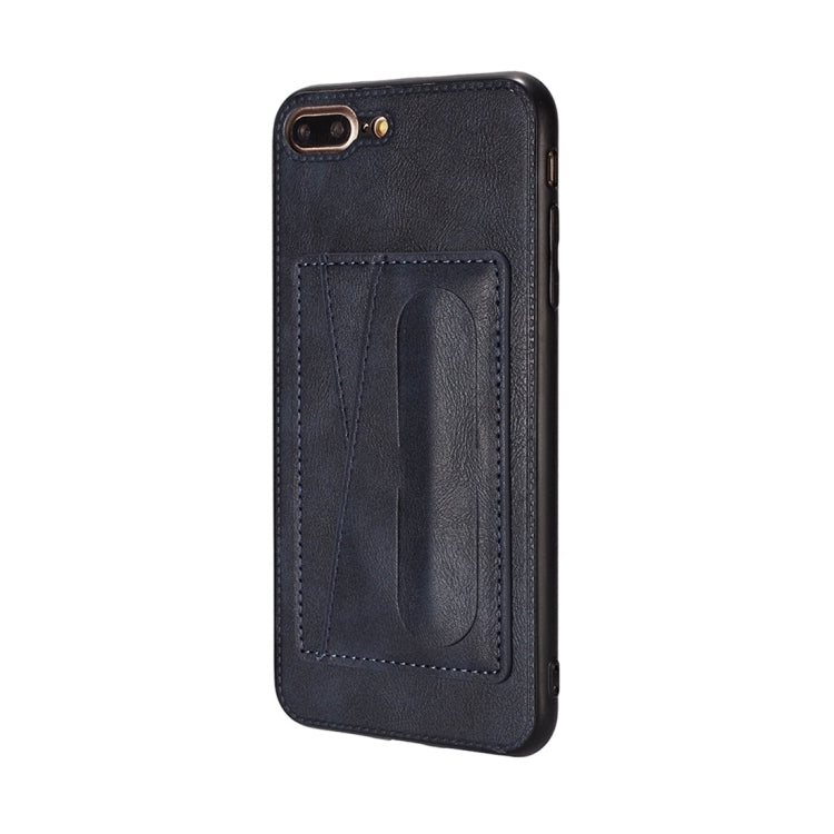 For iPhone 7 Plus / 8 Plus Shockproof PC + PU Protective Case with Spring Holder & Card Slot