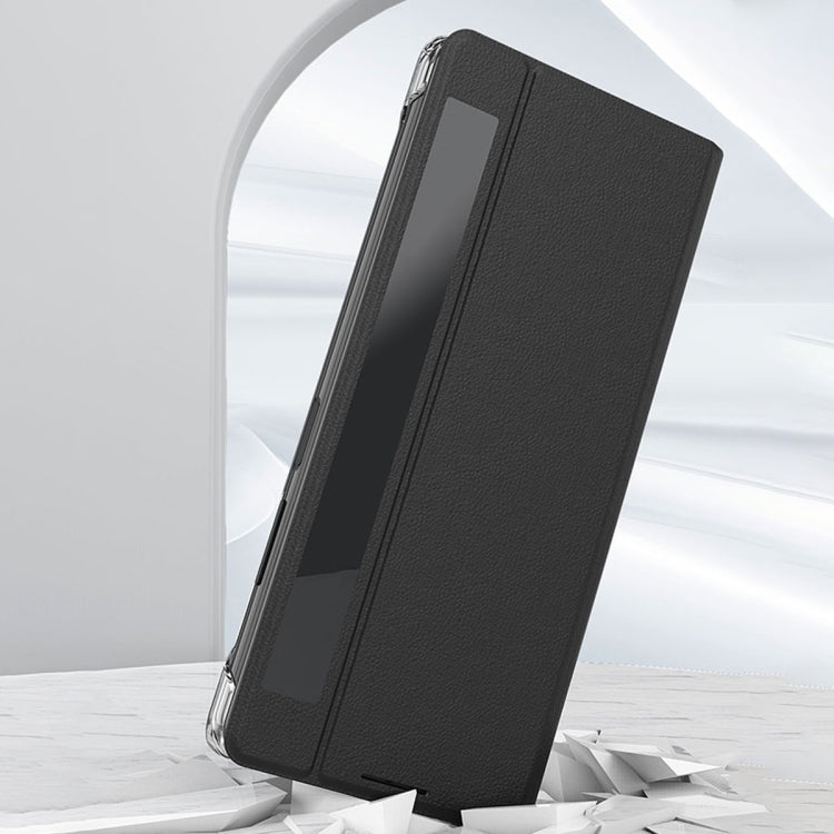 For Huawei Mate X2 Side Window Display Comes with Hibernation / Bracket Function Litchi Texture Without Flip To Answer The Phone Case