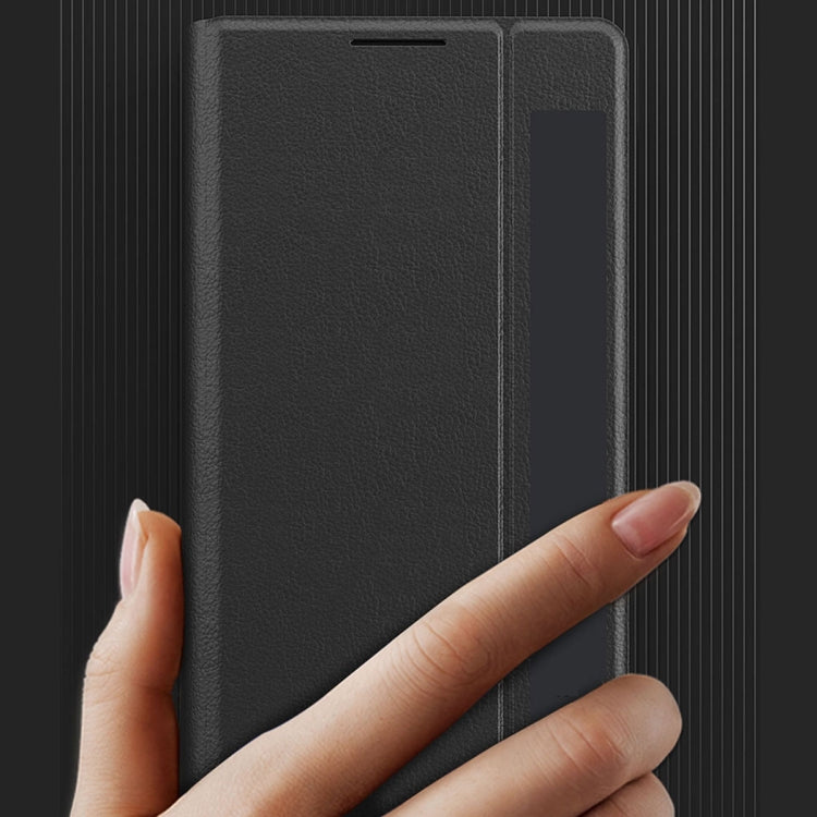 For Huawei Mate X2 Side Window Display Comes with Hibernation / Bracket Function Litchi Texture Without Flip To Answer The Phone Case