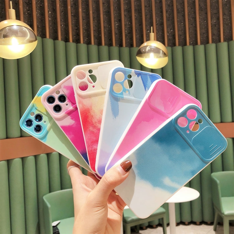 For iPhone 12 Gradient Color Sliding Lens Cover Design Shockproof Protective Case