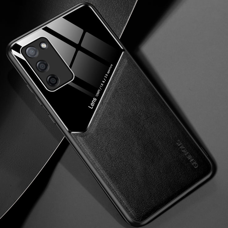 For OPPO A55 All-inclusive Leather + Organic Glass Protective Case with Metal Iron Sheet
