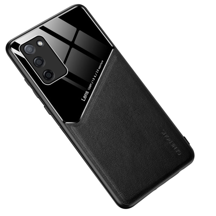 For OPPO A55 All-inclusive Leather + Organic Glass Protective Case with Metal Iron Sheet