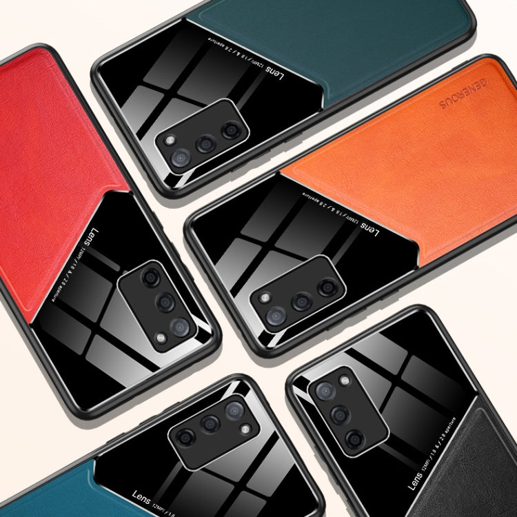 For OPPO A55 All-inclusive Leather + Organic Glass Protective Case with Metal Iron Sheet