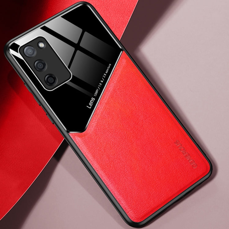 For OPPO A55 All-inclusive Leather + Organic Glass Protective Case with Metal Iron Sheet