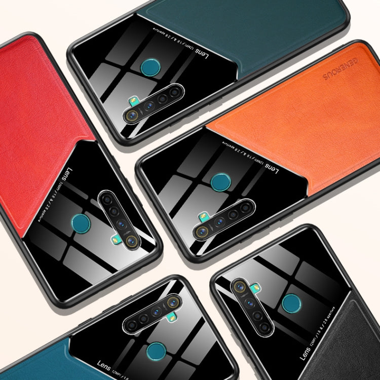 For OPPO Realme 5 All-inclusive Leather + Organic Glass Protective Case with Metal Iron Sheet