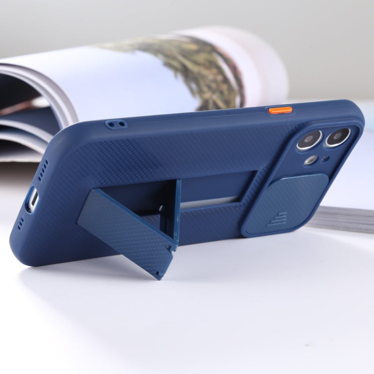 For iPhone 12 mini Sliding Lens Cover Design Protective Case with Invisible Holder