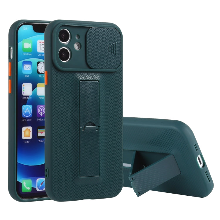 For iPhone 12 mini Sliding Lens Cover Design Protective Case with Invisible Holder