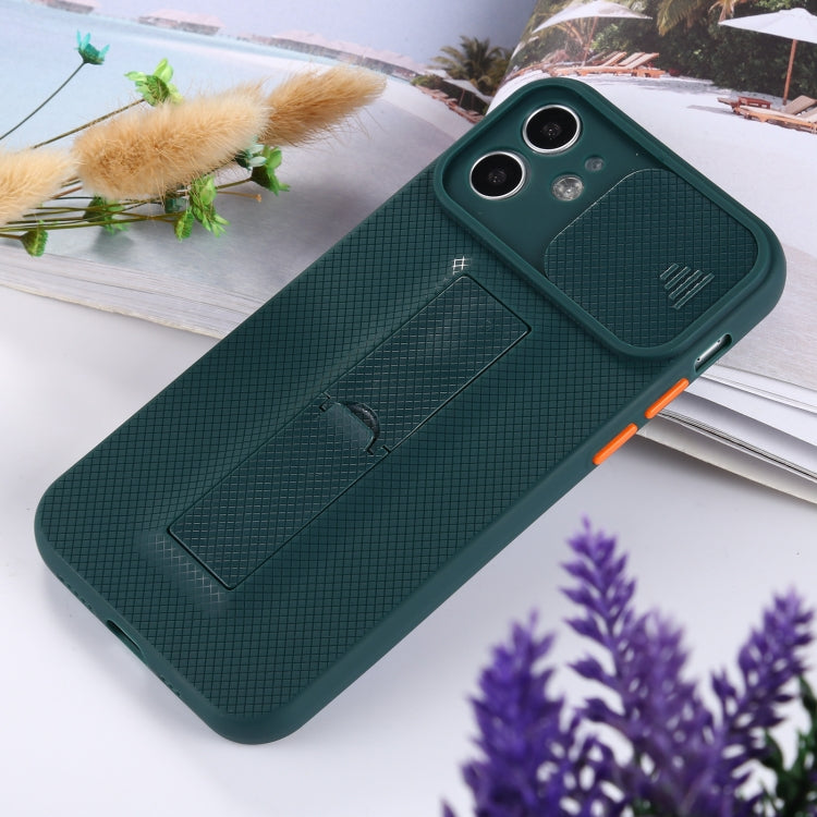 For iPhone 12 mini Sliding Lens Cover Design Protective Case with Invisible Holder