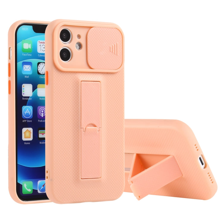 For iPhone 12 mini Sliding Lens Cover Design Protective Case with Invisible Holder
