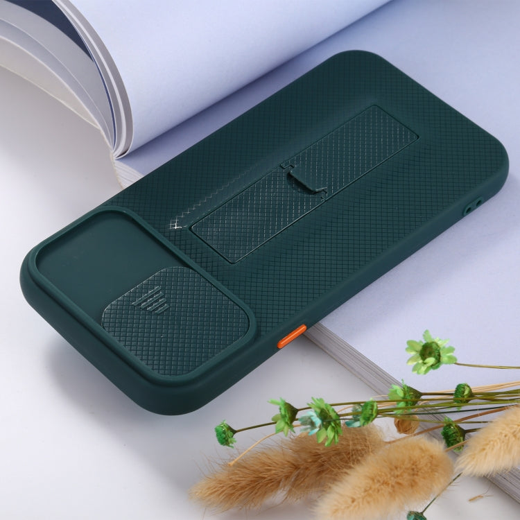 For iPhone 12 Sliding Lens Cover Design Protective Case with Invisible Holder