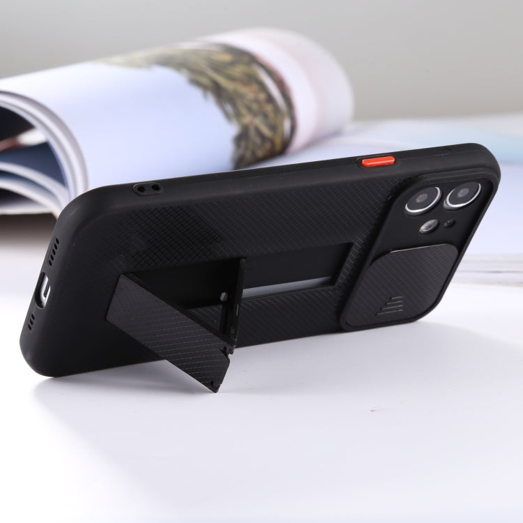 For iPhone 12 Pro Max Sliding Lens Cover Design Protective Case with Invisible Holder