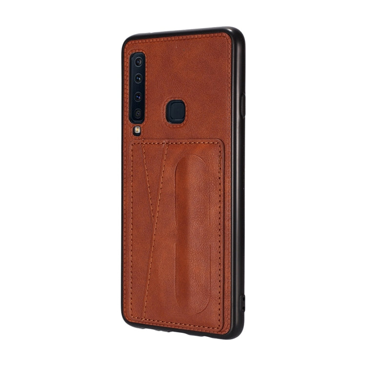 For Galaxy A9 (2018) / A9s Shockproof PC + PU Protective Case with Spring Holder & Card Slot