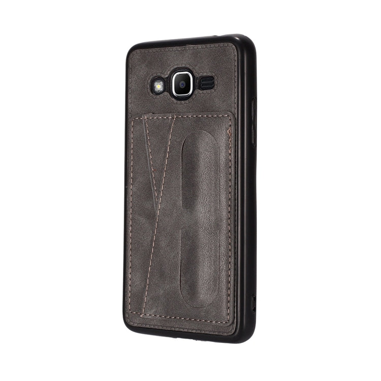 For Galaxy J2 Prime Shockproof PC + PU Protective Case with Spring Holder & Card Slot