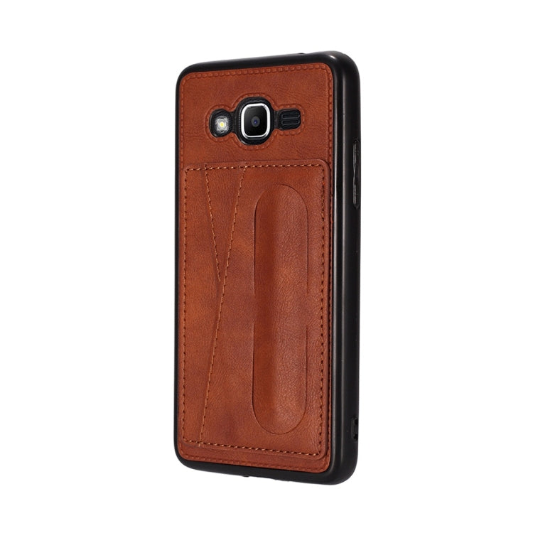 For Galaxy J2 Prime Shockproof PC + PU Protective Case with Spring Holder & Card Slot