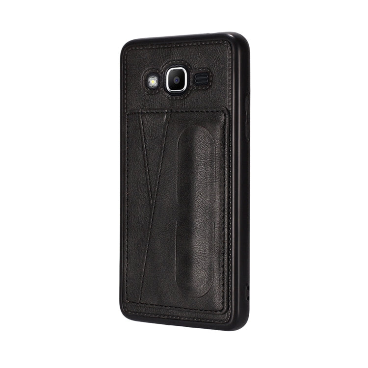 For Galaxy J2 Prime Shockproof PC + PU Protective Case with Spring Holder & Card Slot