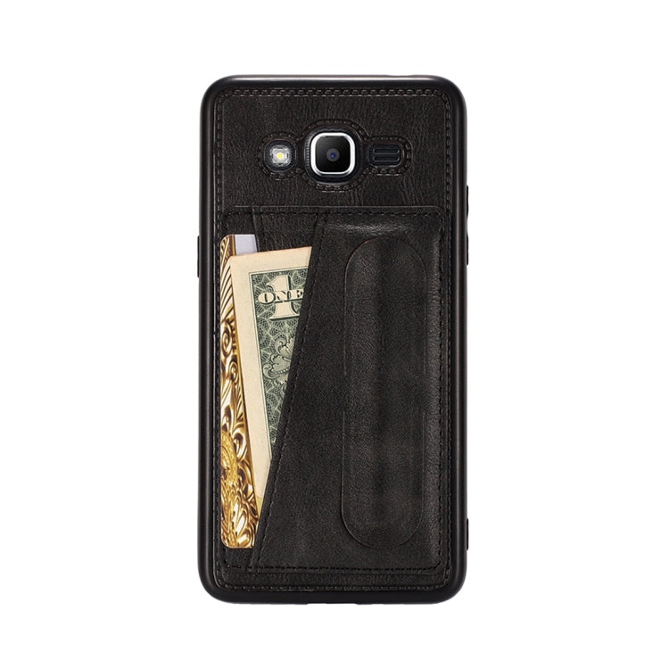 For Galaxy J2 Prime Shockproof PC + PU Protective Case with Spring Holder & Card Slot