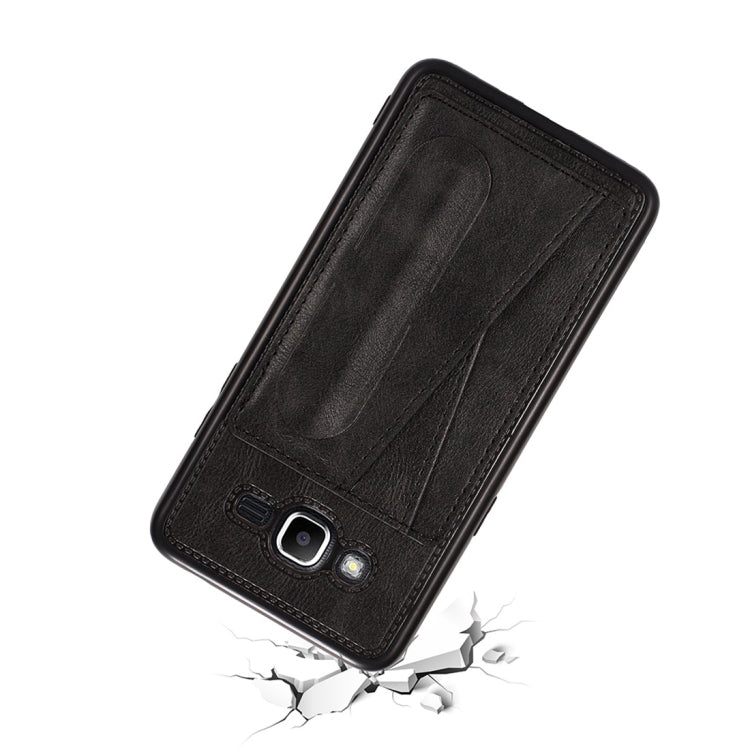 For Galaxy J2 Prime Shockproof PC + PU Protective Case with Spring Holder & Card Slot