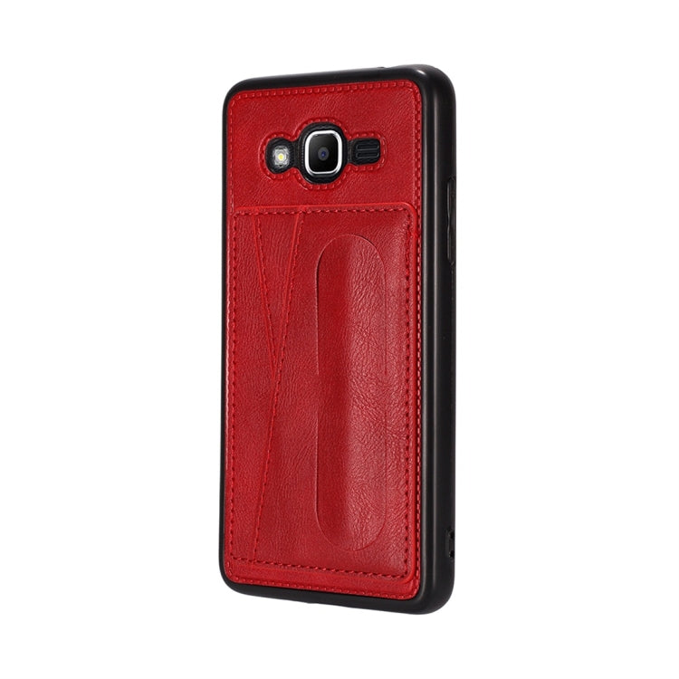 For Galaxy J2 Prime Shockproof PC + PU Protective Case with Spring Holder & Card Slot